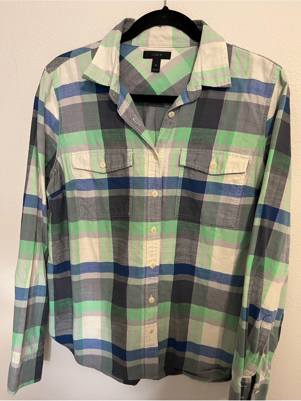 J. Crew women’s Green & Blue Plaid Button-Up Shirt